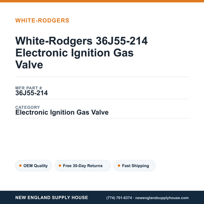 White-Rodgers 36J55-214 Electronic Ignition Gas Valve — New England Supply House spec card [NESH-SPEC-CARD-V2]