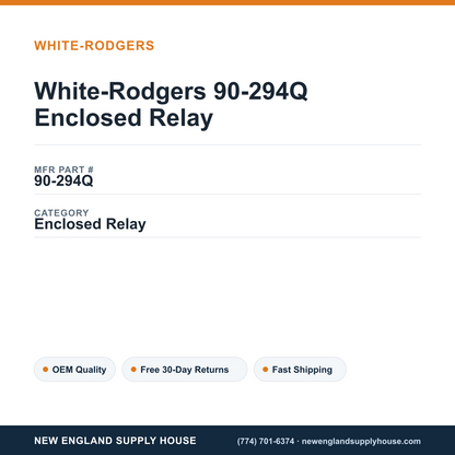 White-Rodgers 90-294Q Enclosed Relay — New England Supply House spec card [NESH-SPEC-CARD-V2]
