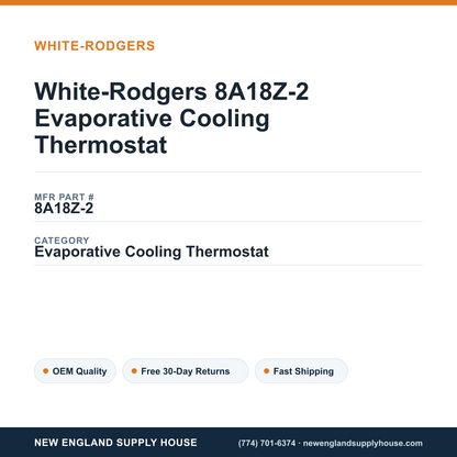 White-Rodgers 8A18Z-2 Evaporative Cooling Thermostat — New England Supply House spec card [NESH-SPEC-CARD-V2]