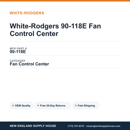 White-Rodgers 90-118E Fan Control Center — New England Supply House spec card [NESH-SPEC-CARD-V2]