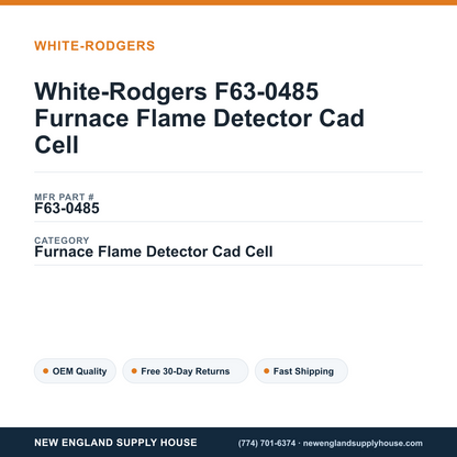 White-Rodgers F63-0485 Furnace Flame Detector Cad Cell — New England Supply House spec card [NESH-SPEC-CARD-V2]