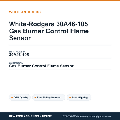 White-Rodgers 30A46-105 Gas Burner Control Flame Sensor — New England Supply House spec card [NESH-SPEC-CARD-V2]
