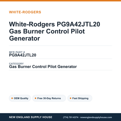 White-Rodgers PG9A42JTL20 Gas Burner Control Pilot Generator — New England Supply House spec card [NESH-SPEC-CARD-V2]