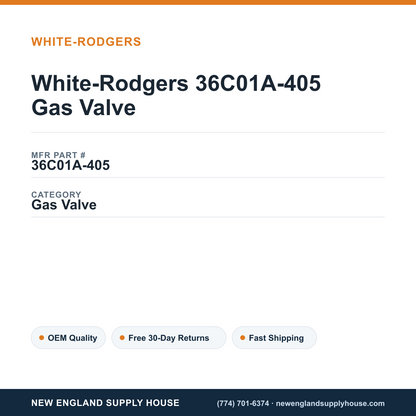 White-Rodgers 36C01A-405 Gas Valve — New England Supply House spec card [NESH-SPEC-CARD-V2]