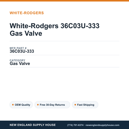 White-Rodgers 36C03U-333 Gas Valve — New England Supply House spec card [NESH-SPEC-CARD-V2]
