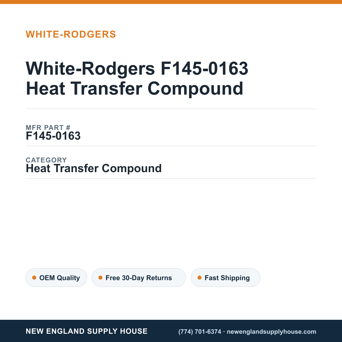 White-Rodgers F145-0163 Heat Transfer Compound — New England Supply House spec card [NESH-SPEC-CARD-V2]