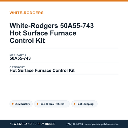 White-Rodgers 50A55-743 Hot Surface Furnace Control Kit — New England Supply House spec card [NESH-SPEC-CARD-V2]