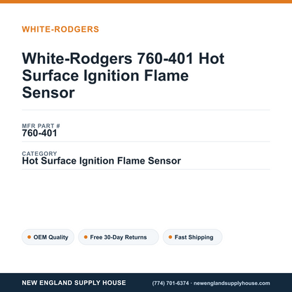 White-Rodgers 760-401 Hot Surface Ignition Flame Sensor — New England Supply House spec card [NESH-SPEC-CARD-V2]