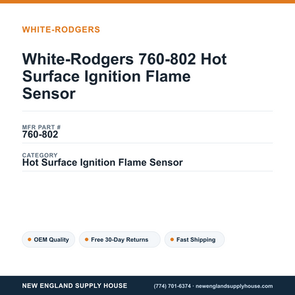 White-Rodgers 760-802 Hot Surface Ignition Flame Sensor — New England Supply House spec card [NESH-SPEC-CARD-V2]