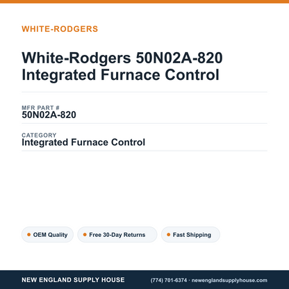 White-Rodgers 50N02A-820 Integrated Furnace Control — New England Supply House spec card [NESH-SPEC-CARD-V2]