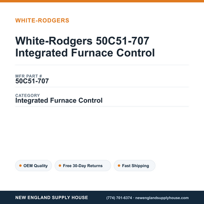 White-Rodgers 50C51-707 Integrated Furnace Control — New England Supply House spec card [NESH-SPEC-CARD-V2]