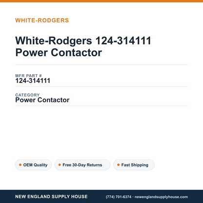 White-Rodgers 124-314111 Power Contactor — New England Supply House spec card [NESH-SPEC-CARD-V2]