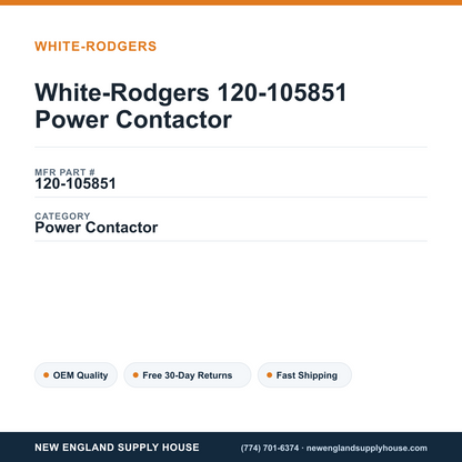 White-Rodgers 120-105851 Power Contactor — New England Supply House spec card [NESH-SPEC-CARD-V2]