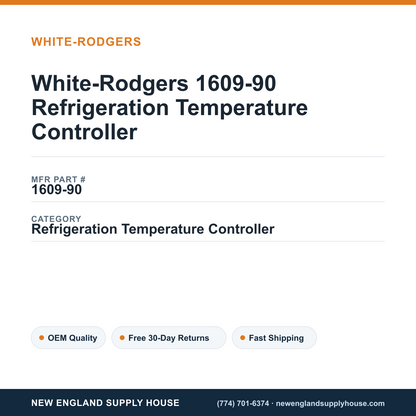 White-Rodgers 1609-90 Refrigeration Temperature Controller — New England Supply House spec card [NESH-SPEC-CARD-V2]