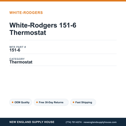 White-Rodgers 151-6 Thermostat — New England Supply House spec card [NESH-SPEC-CARD-V2]