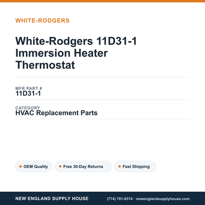 White-Rodgers 11D31-1 Immersion Heater Thermostat — New England Supply House spec card [NESH-SPEC-CARD-V2]