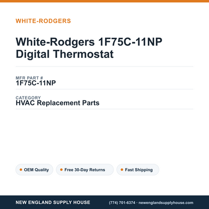 White-Rodgers 1F75C-11NP Digital Thermostat — New England Supply House spec card [NESH-SPEC-CARD-V2]
