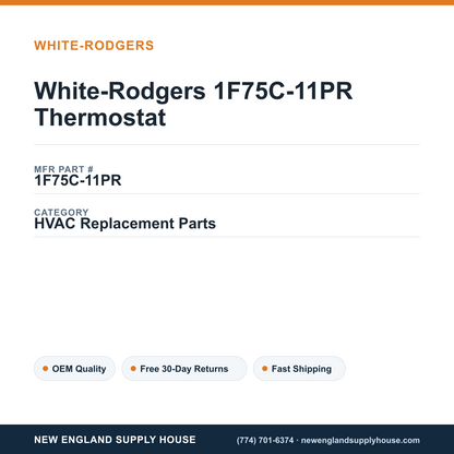 White-Rodgers 1F75C-11PR Thermostat — New England Supply House spec card [NESH-SPEC-CARD-V2]