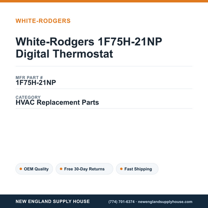 White-Rodgers 1F75H-21NP Digital Thermostat — New England Supply House spec card [NESH-SPEC-CARD-V2]