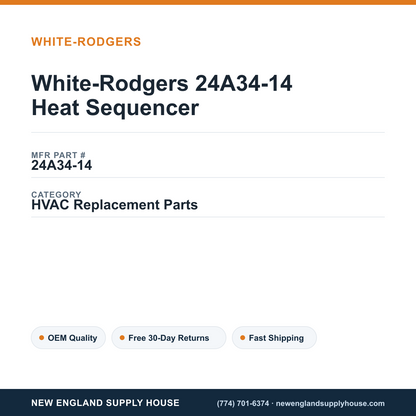 White-Rodgers 24A34-14 Heat Sequencer — New England Supply House spec card [NESH-SPEC-CARD-V2]