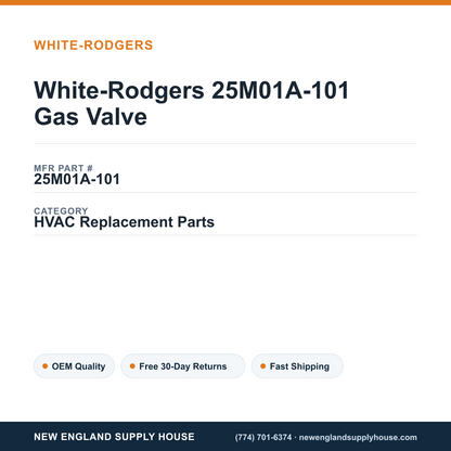 White-Rodgers 25M01A-101 Gas Valve — New England Supply House spec card [NESH-SPEC-CARD-V2]