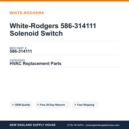 White-Rodgers 586-314111 Solenoid Switch — New England Supply House spec card [NESH-SPEC-CARD-V2]