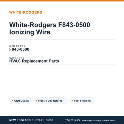 White-Rodgers F843-0500 Ionizing Wire — New England Supply House spec card [NESH-SPEC-CARD-V2]