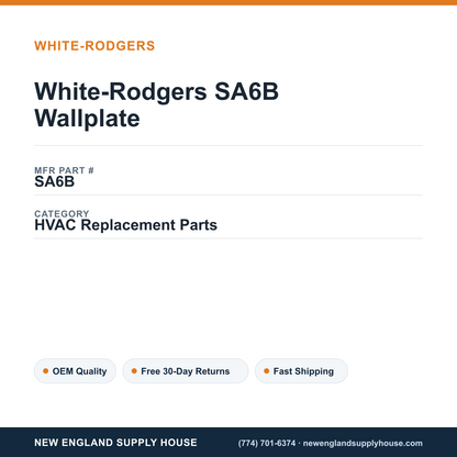 White-Rodgers SA6B Wallplate — New England Supply House spec card [NESH-SPEC-CARD-V2]