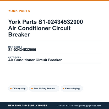 York Parts S1-02434532000 Air Conditioner Circuit Breaker — New England Supply House spec card [NESH-SPEC-CARD-V2]