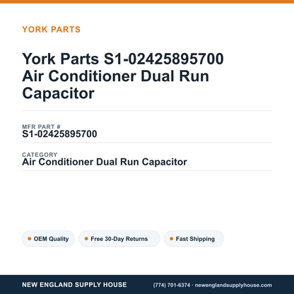 York Parts S1-02425895700 Air Conditioner Dual Run Capacitor — New England Supply House spec card [NESH-SPEC-CARD-V2]