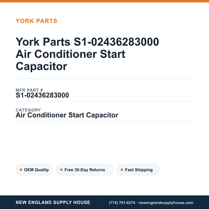 York Parts S1-02436283000 Air Conditioner Start Capacitor — New England Supply House spec card [NESH-SPEC-CARD-V2]