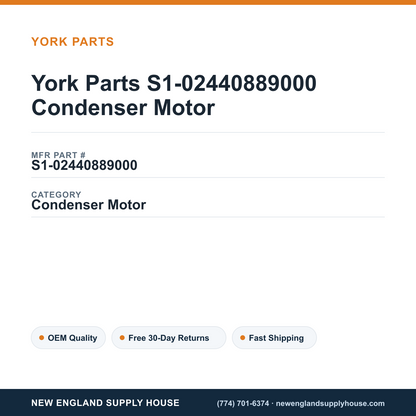 York Parts S1-02440889000 Condenser Motor — New England Supply House spec card [NESH-SPEC-CARD-V2]