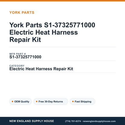 York Parts S1-37325771000 Electric Heat Harness Repair Kit — New England Supply House spec card [NESH-SPEC-CARD-V2]