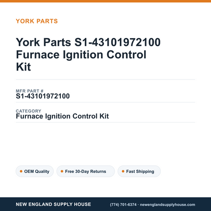 York Parts S1-43101972100 Furnace Ignition Control Kit — New England Supply House spec card [NESH-SPEC-CARD-V2]