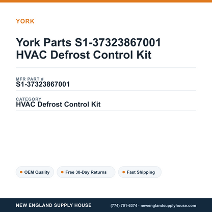 York Parts S1-37323867001 HVAC Defrost Control Kit — New England Supply House spec card [NESH-SPEC-CARD-V2]