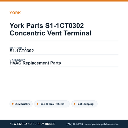 York Parts S1-1CT0302 Concentric Vent Terminal — New England Supply House spec card [NESH-SPEC-CARD-V2]