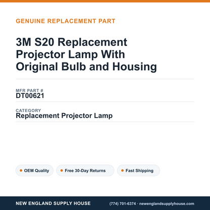 3M S20 Replacement Projector Lamp With Original Bulb and Housing — New England Supply House spec card [NESH-SPEC-CARD-V2]