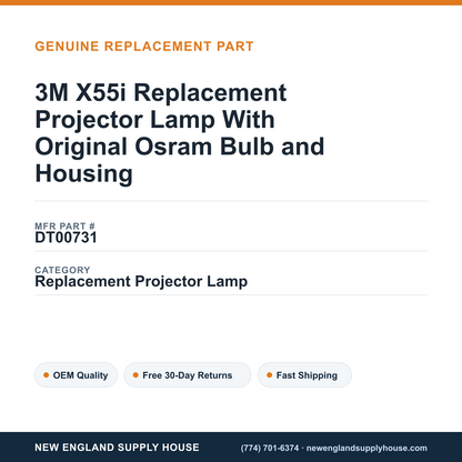 3M X55i Replacement Projector Lamp With Original Osram Bulb and Housing — New England Supply House spec card [NESH-SPEC-CARD-V2]