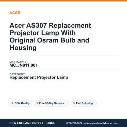 Acer AS307 Replacement Projector Lamp With Original Osram Bulb and Housing — New England Supply House spec card [NESH-SPEC-CARD-V2]