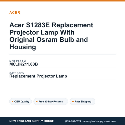 Acer S1283E Replacement Projector Lamp With Original Osram Bulb and Housing — New England Supply House spec card [NESH-SPEC-CARD-V2]