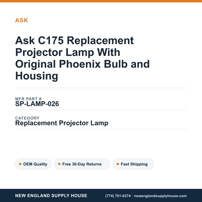 Ask C175 Replacement Projector Lamp With Original Phoenix Bulb and Housing — New England Supply House spec card [NESH-SPEC-CARD-V2]