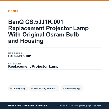 BenQ CS.5JJ1K.001 Replacement Projector Lamp With Original Osram Bulb and Housing — New England Supply House spec card [NESH-SPEC-CARD-V2]