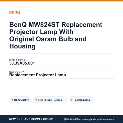 BenQ MW824ST Replacement Projector Lamp With Original Osram Bulb and Housing — New England Supply House spec card [NESH-SPEC-CARD-V2]