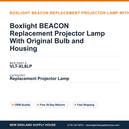 Boxlight BEACON Replacement Projector Lamp With Original Bulb and Housing — New England Supply House spec card [NESH-SPEC-CARD-V2]