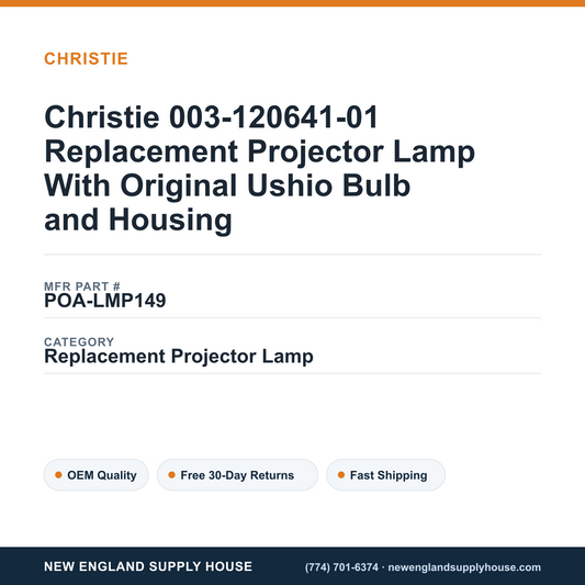Christie 003-120641-01 Replacement Projector Lamp With Original Ushio Bulb and Housing — New England Supply House spec card [NESH-SPEC-CARD-V2]