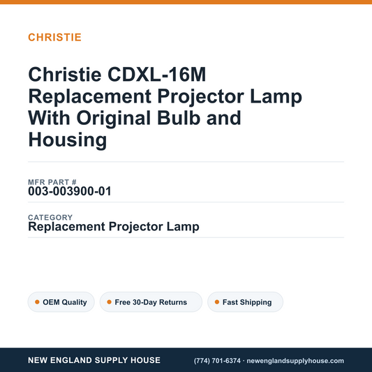 Christie CDXL-16M Replacement Projector Lamp With Original Bulb and Housing — New England Supply House spec card [NESH-SPEC-CARD-V2]
