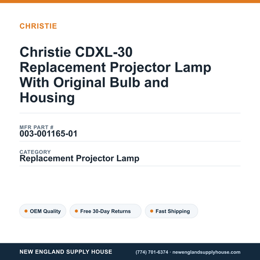 Christie CDXL-30 Replacement Projector Lamp With Original Bulb and Housing — New England Supply House spec card [NESH-SPEC-CARD-V2]
