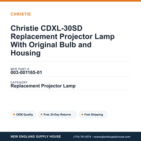 Christie CDXL-30SD Replacement Projector Lamp With Original Bulb and Housing — New England Supply House spec card [NESH-SPEC-CARD-V2]