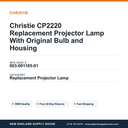 Christie CP2220 Replacement Projector Lamp With Original Bulb and Housing — New England Supply House spec card [NESH-SPEC-CARD-V2]