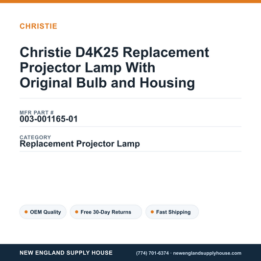 Christie D4K25 Replacement Projector Lamp With Original Bulb and Housing — New England Supply House spec card [NESH-SPEC-CARD-V2]